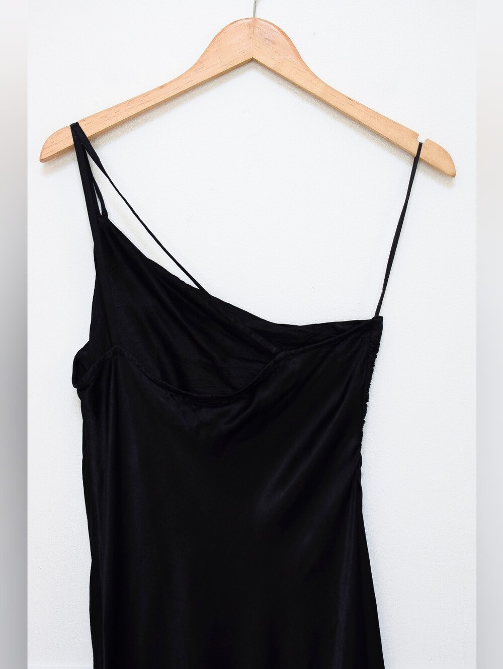 NWT Anthropologie Bl-nk Egyness Black One Shoulder Slip Dress Midi Size 12 90s - Picture 9 of 13
